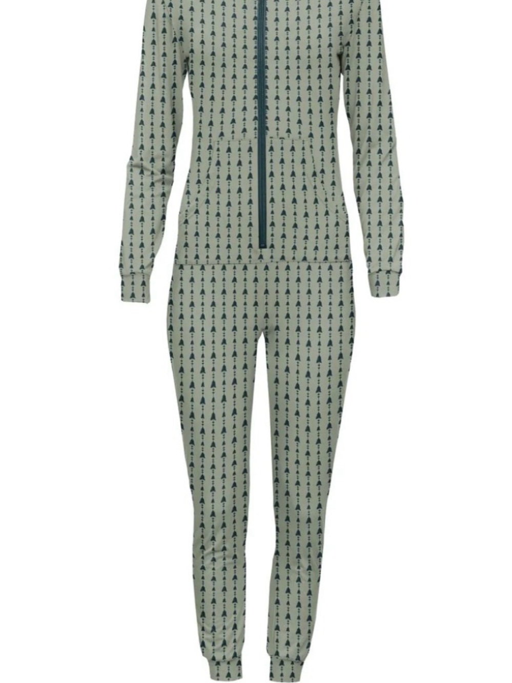 Kickee Pants Sage Green Arrow-Print Zip Front Jogger Set